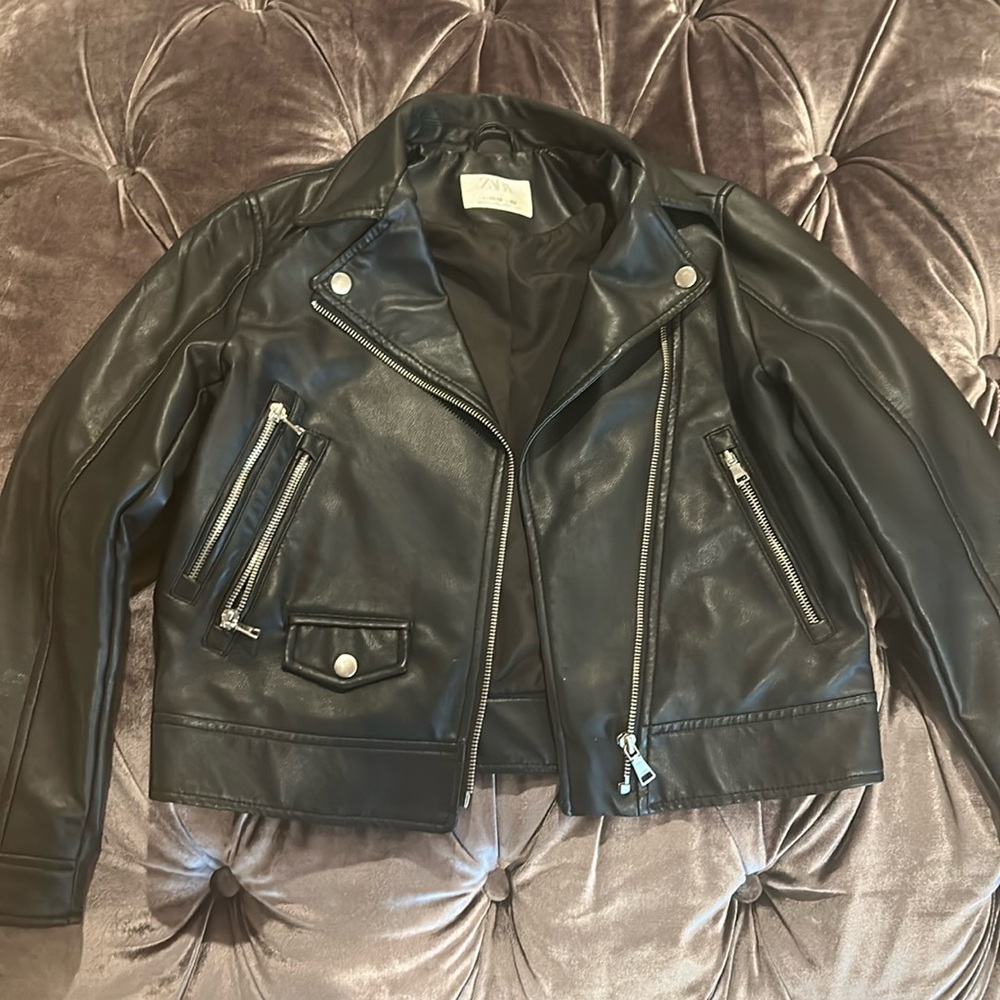 Zara girl faux leather jacket